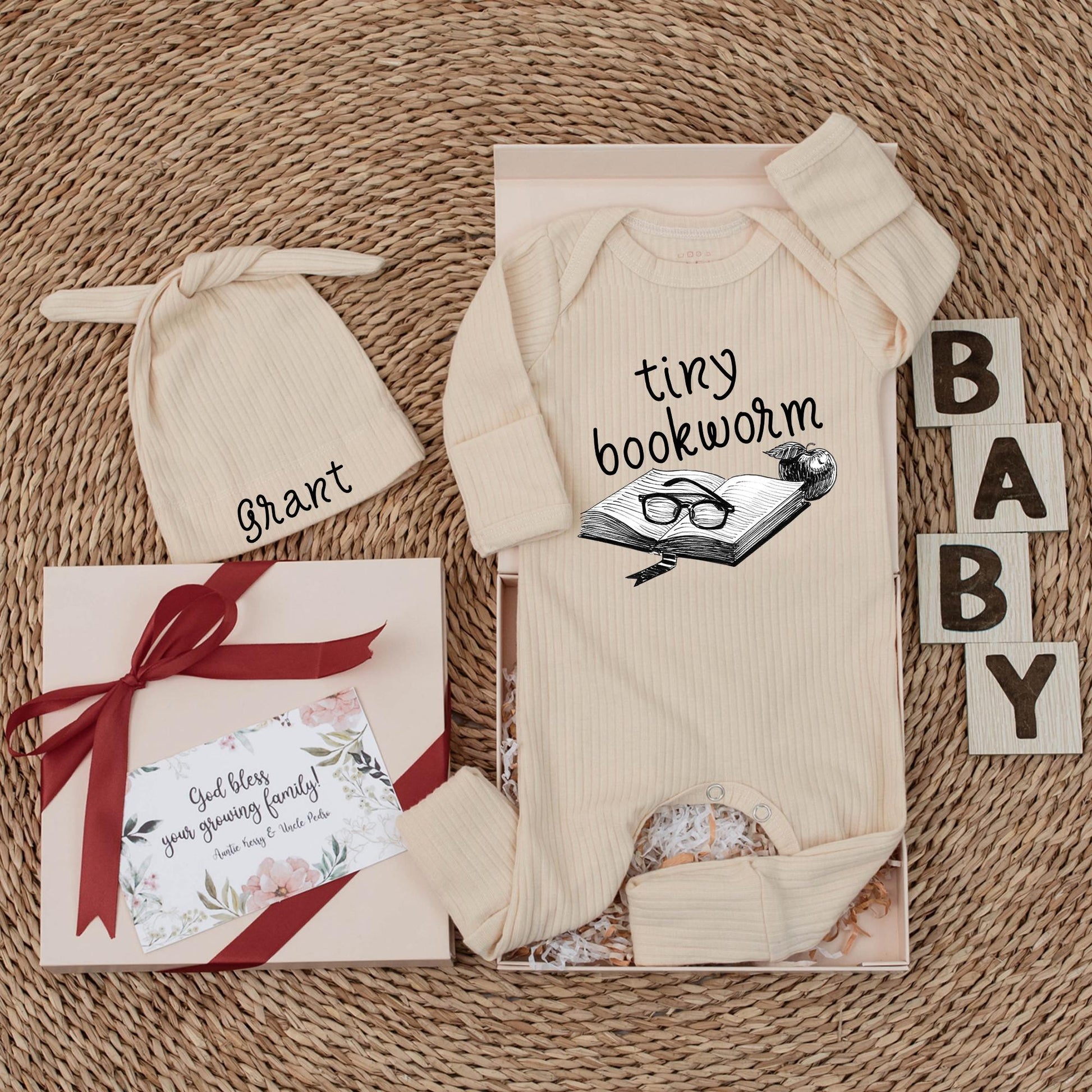Personalized Tiny Bookworm Baby Bodysuit - Custom Book Lover Newborn Outfit, Reader Gift, Baby Shower, Literary Clothes (139 chars)