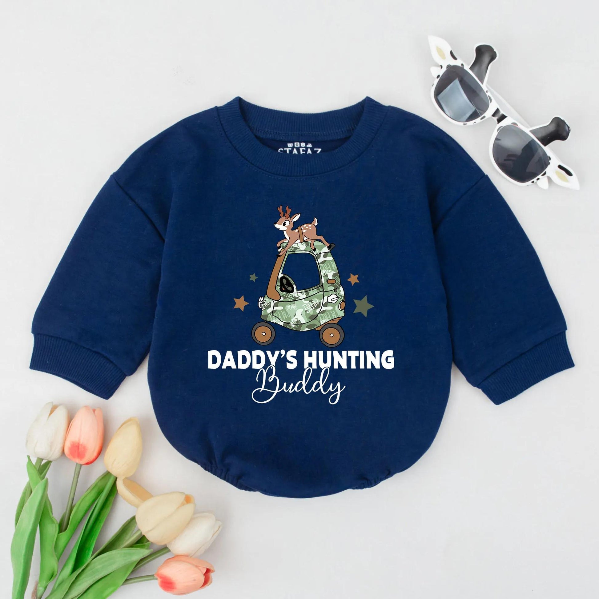 Daddy's Hunting Buddy Baby Romper Father's Day Outfit Cute Baby Boy Summer Clothes Soft Cotton Infant Newborn Gift Idea