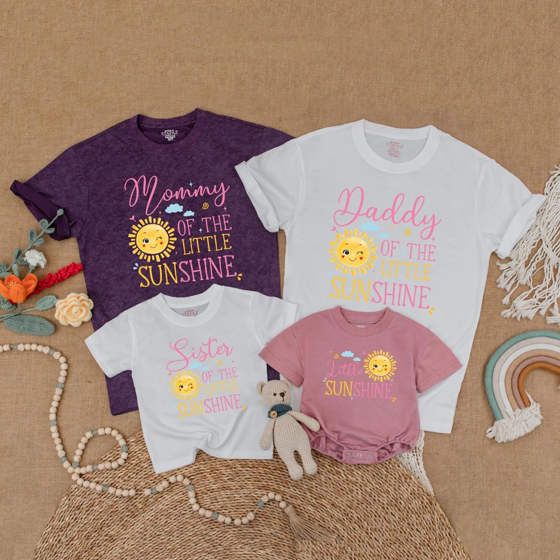 First Birthday Little Sunshine Family Matching Shirts Baby Girl Trip Around The Sun Party Outfit Toddler Girl Boho Sun Birthday Gift