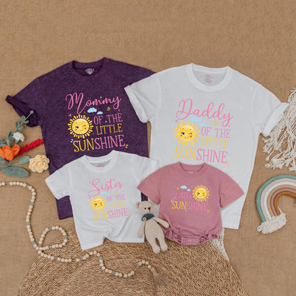First Birthday Little Sunshine Family Matching Shirts Baby Girl Trip Around The Sun Party Outfit Toddler Girl Boho Sun Birthday Gift