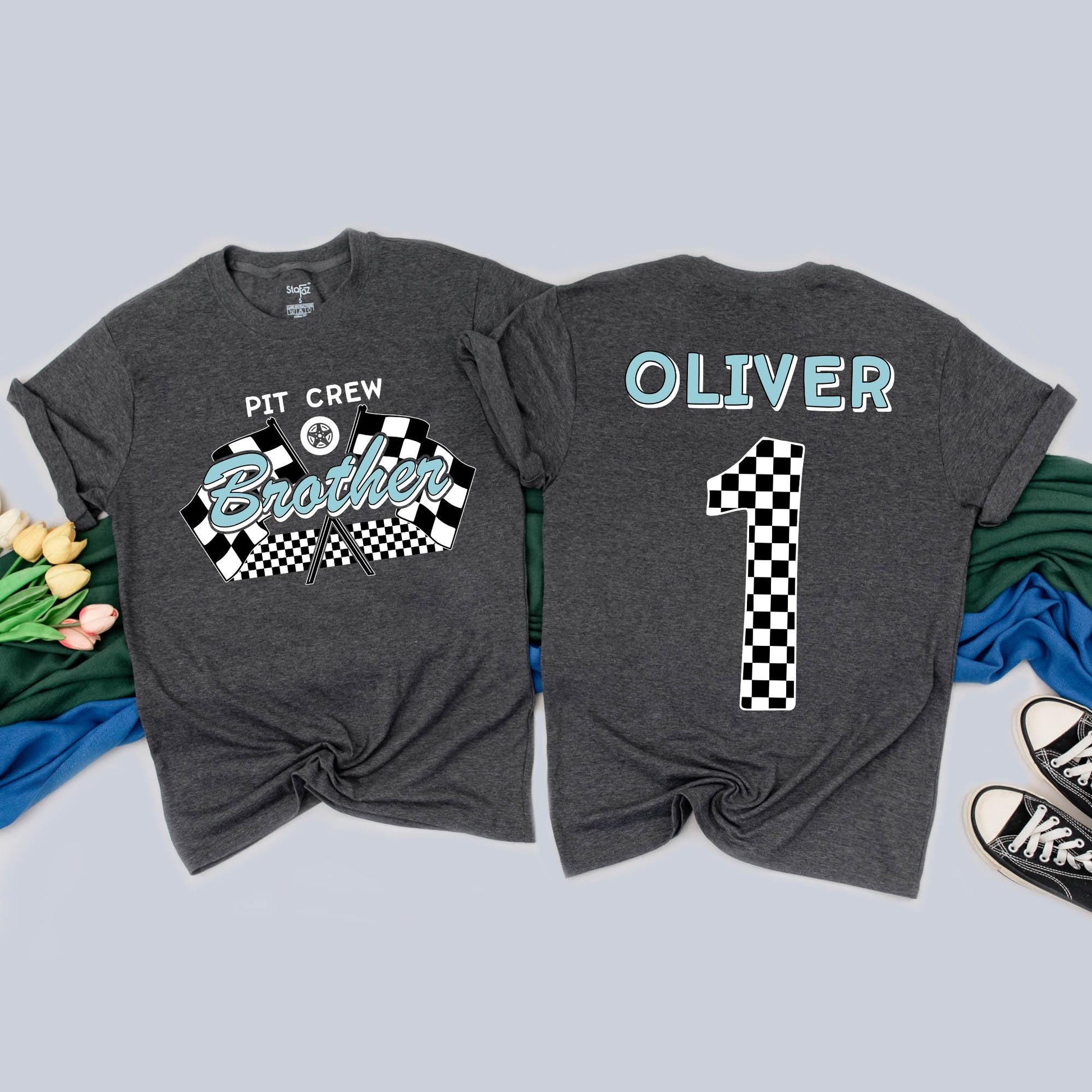 Personalized Fast One Birthday T-Shirt: Race Car Family Matching Outfits for 1st Birthday Boy & Mommy & Me