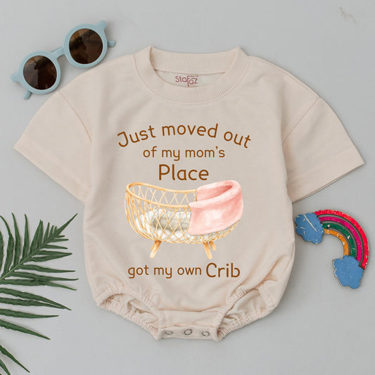 Just Moved Out Baby Romper Funny Newborn Outfit Cute Infant Bodysuit for Boys or Girls Baby Shower Gift Crib Clothes First Apartment Milestone 139