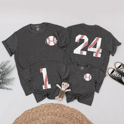 Personalized Baseball Birthday Shirt for Emily & Jacob, Custom Name & Age Tee, Baseball Fan Gift, Red, White, Black