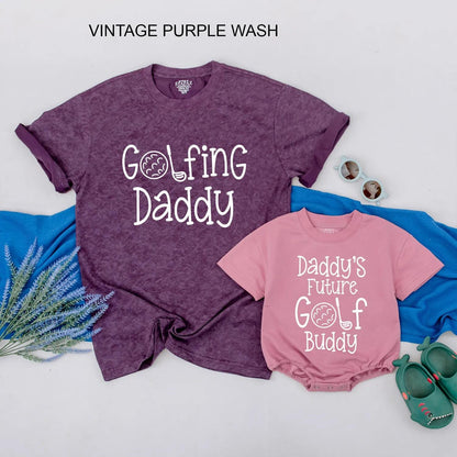 Golfing Daddy and Baby Bodysuit Matching Golf Buddy Tees for Dad and Son Custom Golf Themed Father’s Day Gift for Him