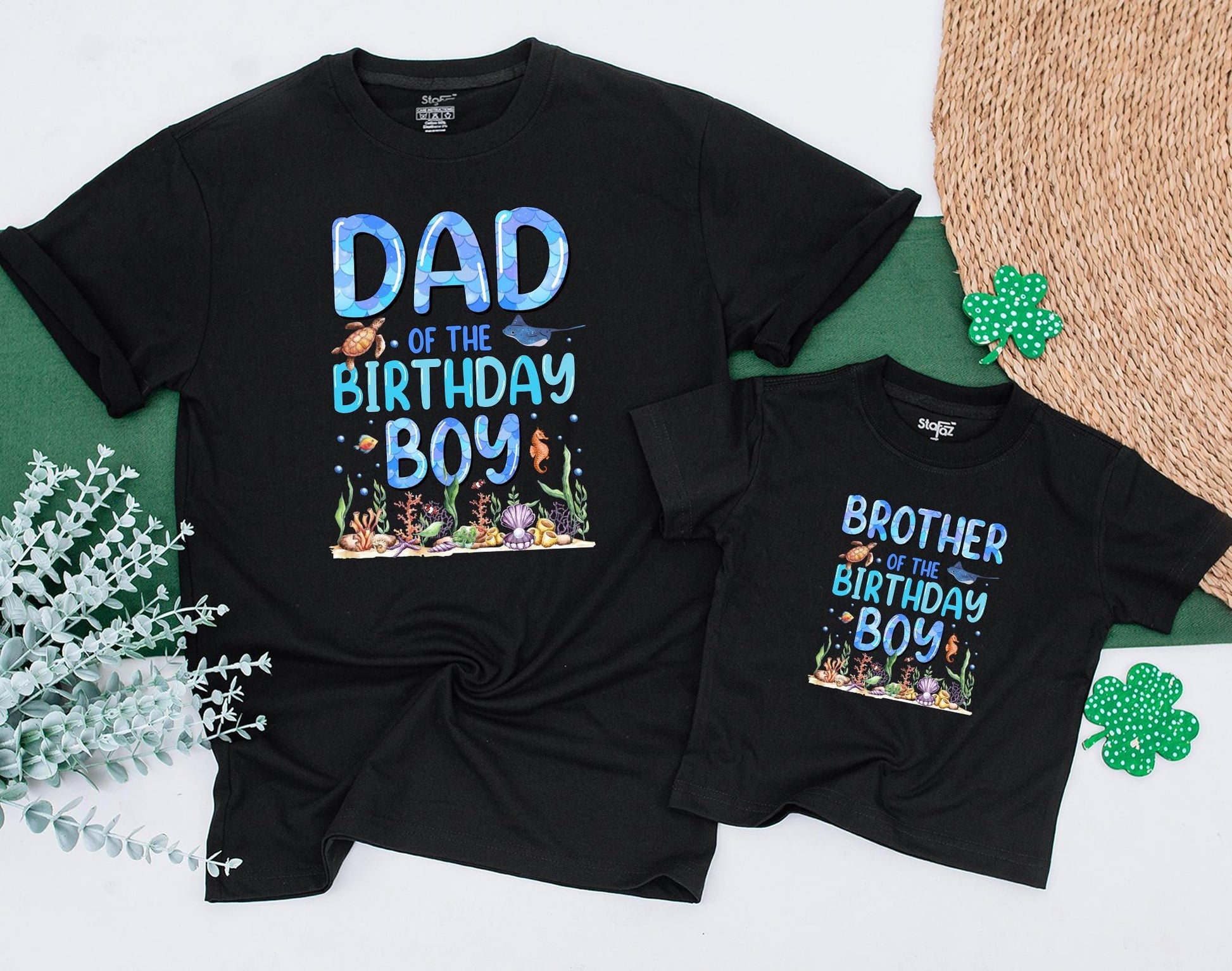 Matching Family Ocean Shirts Oneder The Sea First Birthday Baby Boy Romper Outfit Natural Cotton Aquarium Theme Celebration