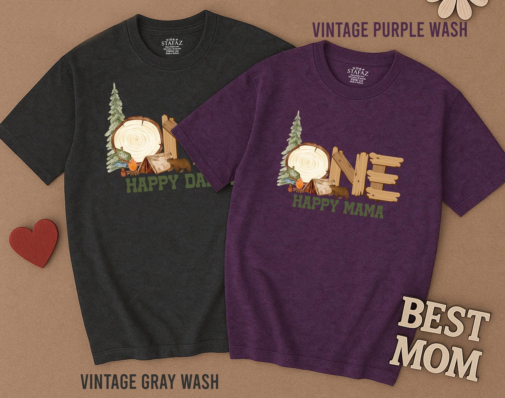 Matching Family Camping Shirts: One Happy Camper 1st Birthday Outfit, Mommy and Me, Camp Baby Romper, Boy & Girl Gifts (139 chars)