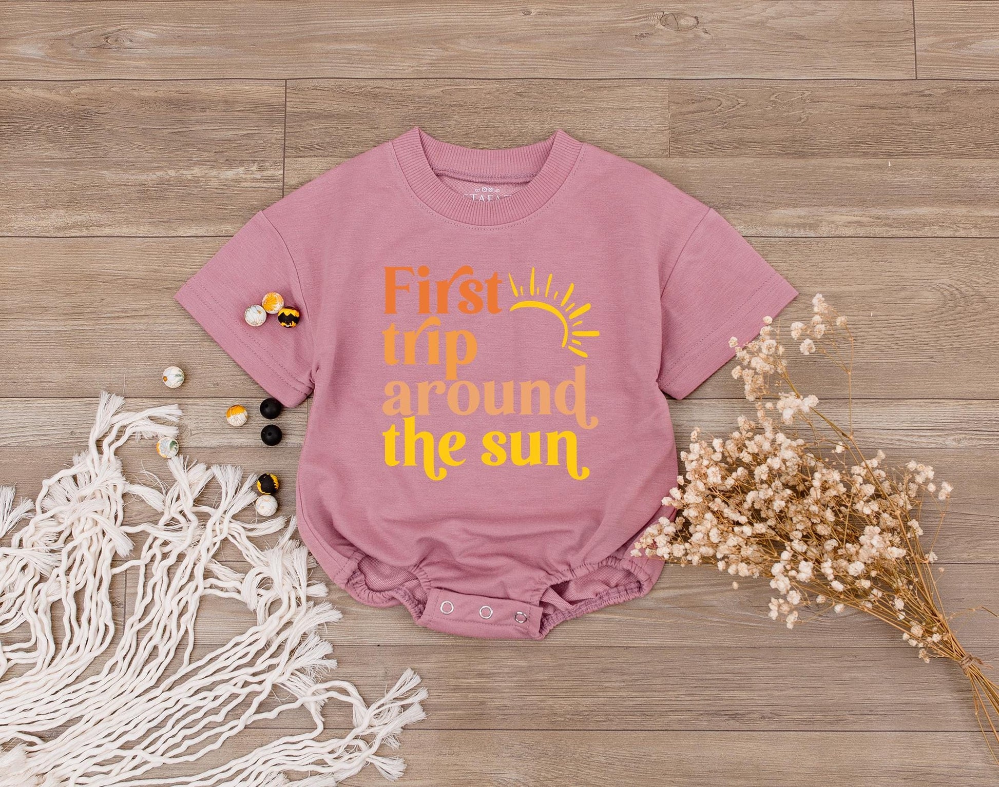 Matching First Trip Around The Sun Birthday Shirt for Family, Sunshine Baby Girl Toddler 1st Birthday Outfit, Boho Sun Summer Vacation Tee