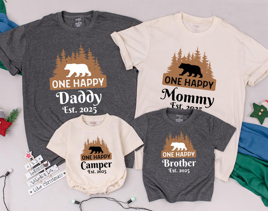 One Happy Camper First Birthday Matching Family Shirts for Baby Boy 1st Bday Outfit and Mommy & Me Tees Comfortable Cotton Celebration