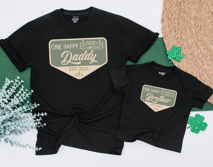 One Happy Camper 1st Birthday Family Shirts | Matching Boy Outfit, First Camper Birthday Baby Romper, Camp Birthday Tee Gift (136 chars)