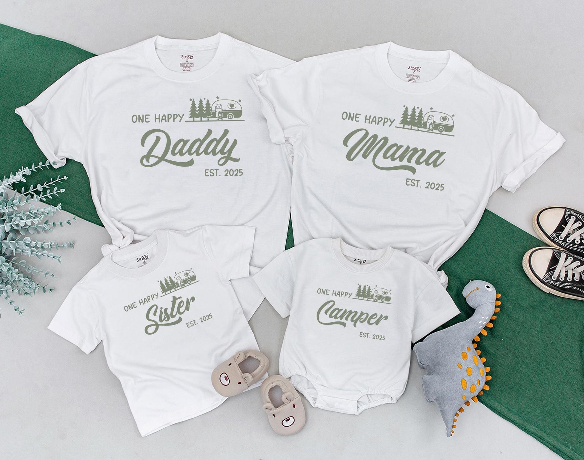 One Happy Camper Baby Romper First Birthday Outfit Camping Bodysuit Gifts Happy Camper Shirts Matching Family Crew
