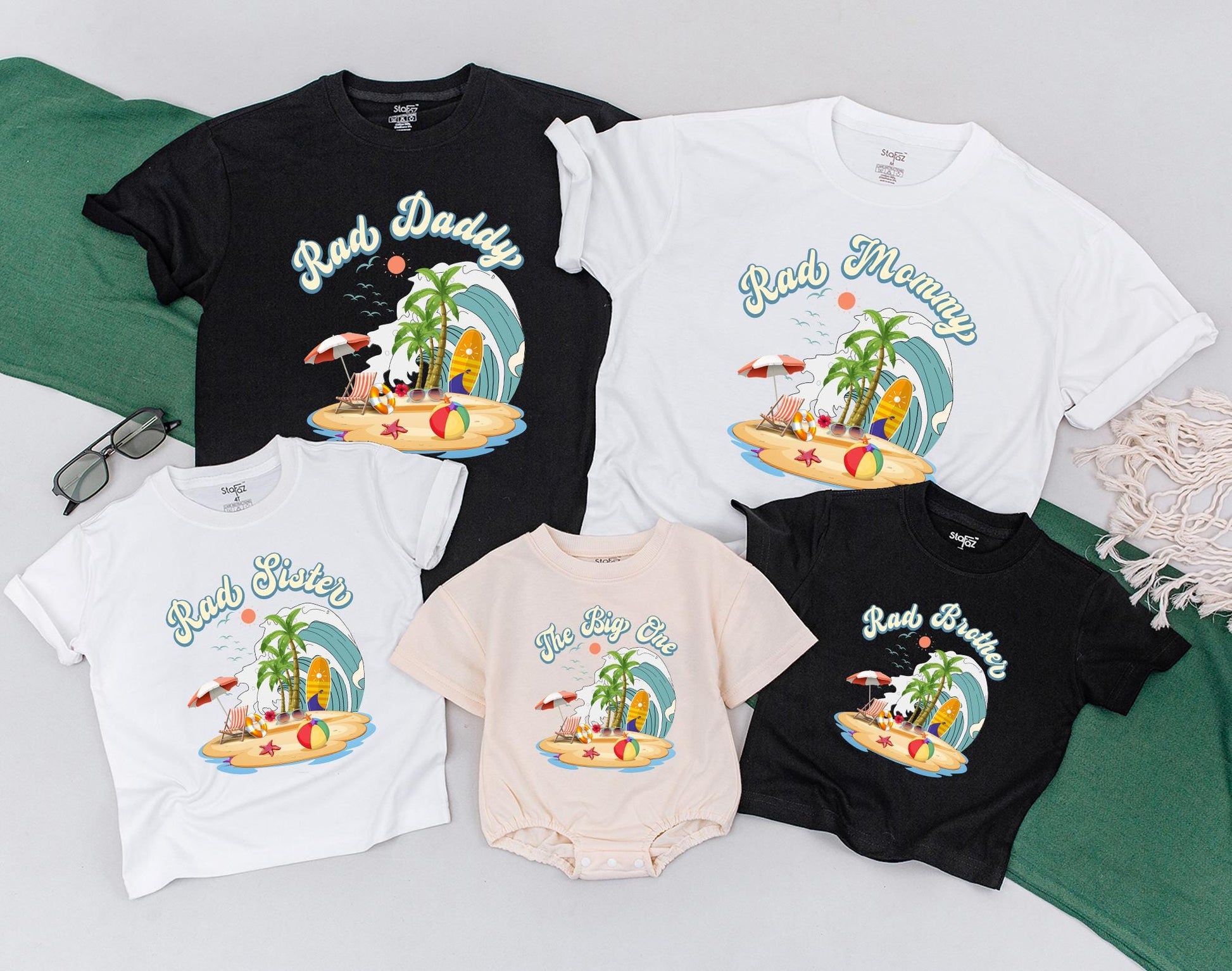 Surf Family 1st Birthday Bodysuit & Tee - The Big One Summer Outfit for Baby & Toddler Boy - Surfs Up, Beach Vibes, Coming Home