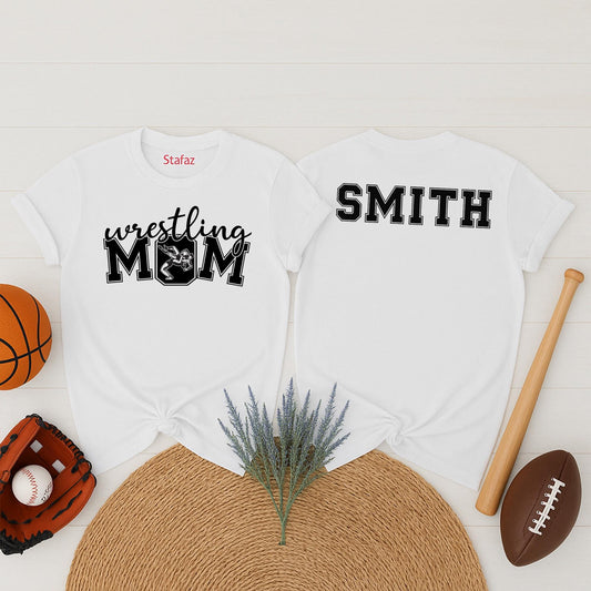 Custom Wrestling Mom Name Number Shirt Cute Wrestling Mom Gifts Personalized Color Wrestling Mama Tee