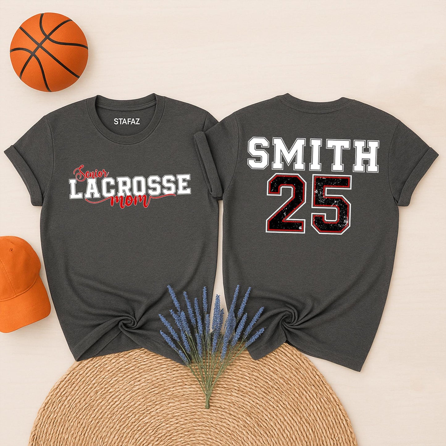 Personalized Lacrosse Mom T-Shirt Your Name & Number Spirit Wear Custom Lacrosse Team Fan Gift