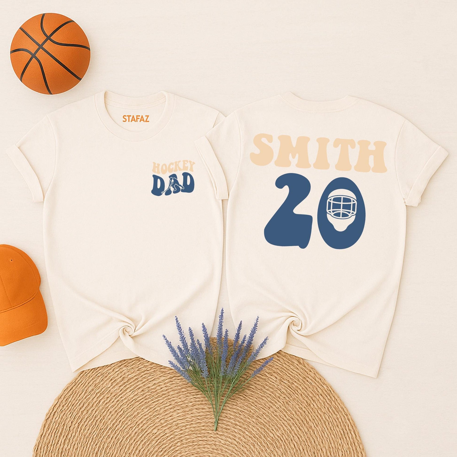 Custom Hockey Dad T-Shirt Your Name and Number Game Day Hockey Gift for Him