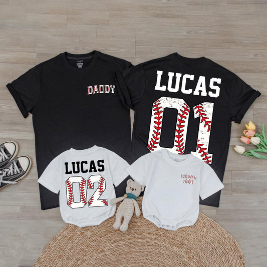 Personalized Dad and Kids Matching Last Name Shirt Custom Family Baseball Dad Tee Father Son Daughter Gift