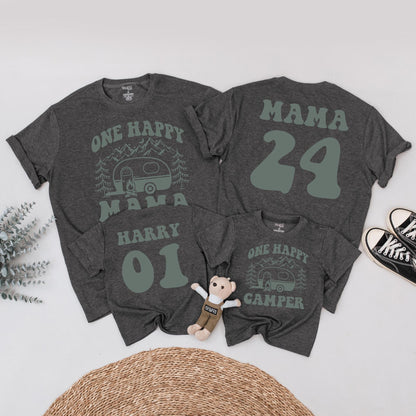 One Happy Camper 1st Birthday Shirt Matching Family Tees Camp Outfit Baby Toddler Boy Girl First Birthday Party Camp Mommy and Me