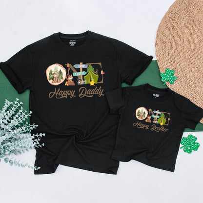 One Happy Camper First Birthday Shirt Toddler Camping Outfit Matching Family Tees Mommy and Me
