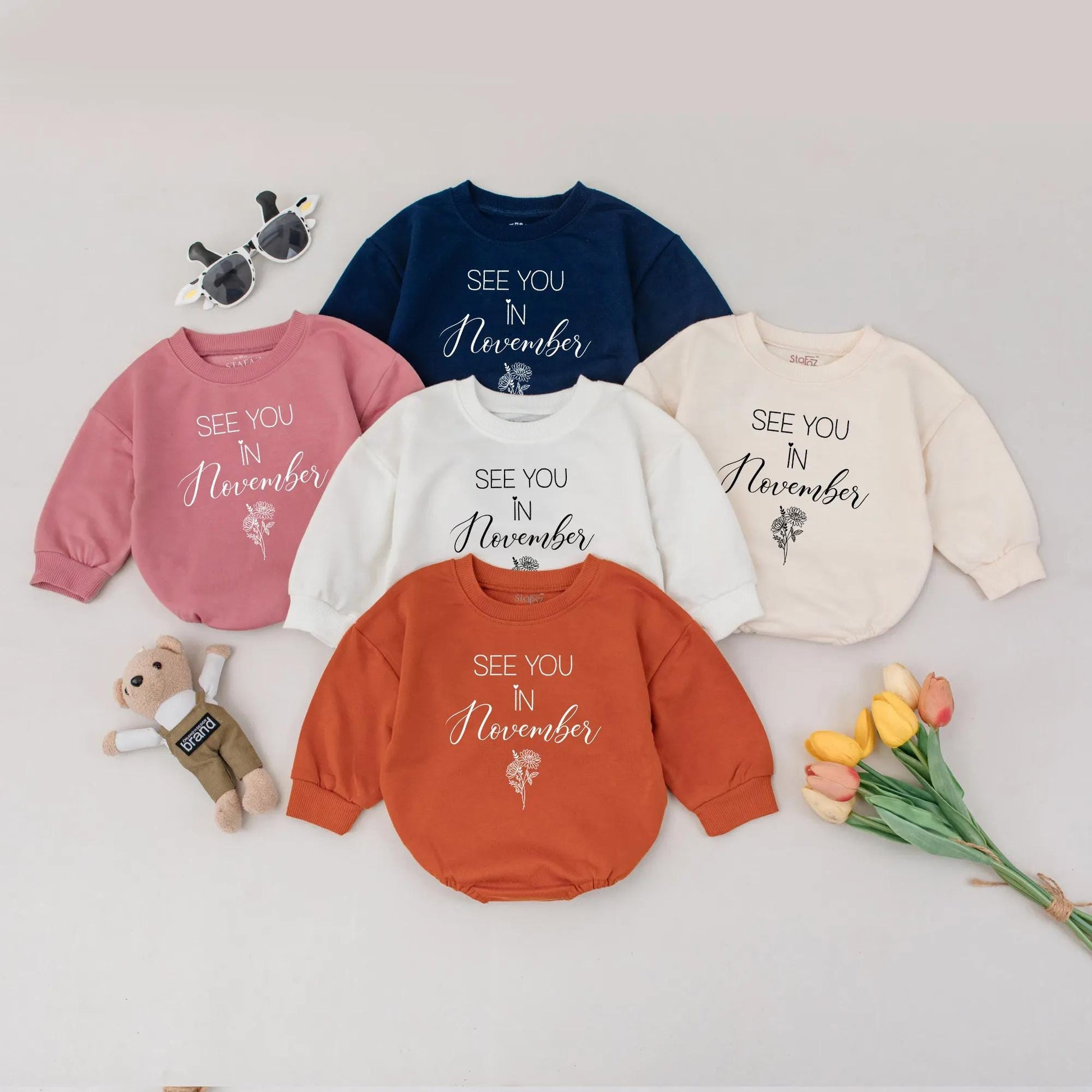See You In [Expected Month] Baby Romper Pregnancy Announcement Outfit Baby Reveal Clothes Due Month Baby Gift Custom Baby Shower Outfit