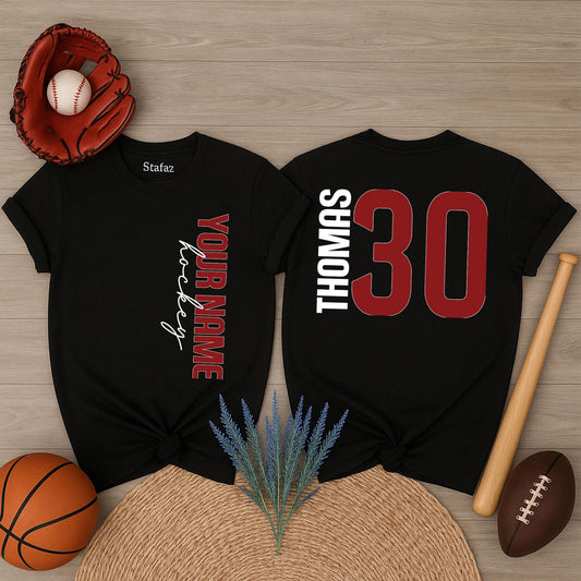 Custom Team Hockey Fan Name Number Shirt for Game Day Hockey Mom Dad T-Shirt Hockey Lover Gift
