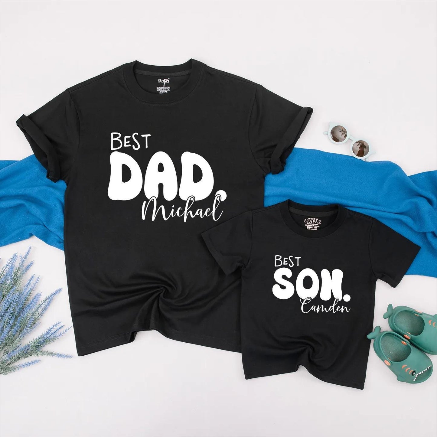 Best Dad Best Son Matching Tees Dad and Baby Outfit Daddy and Me Gift for Father's Day Family Matching