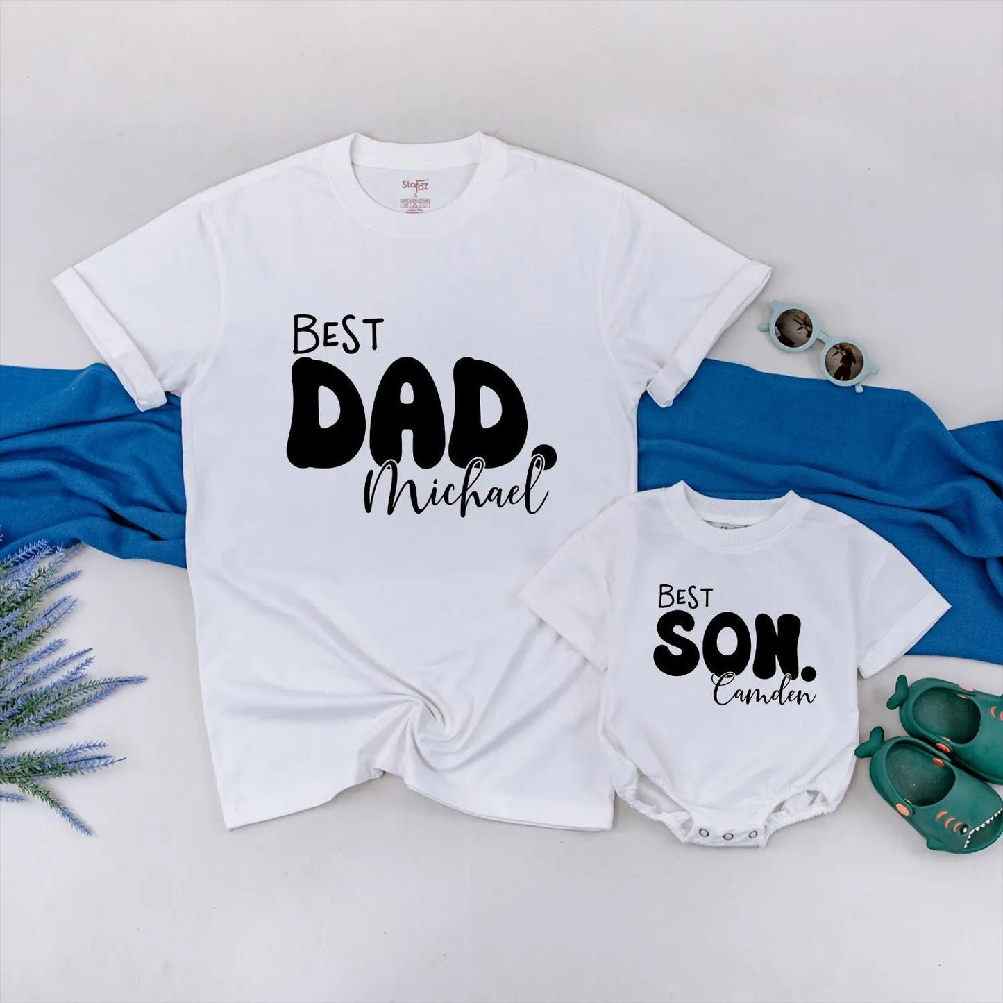 Best Dad Best Son Matching Tees Dad and Baby Outfit Daddy and Me Gift for Father's Day Family Matching