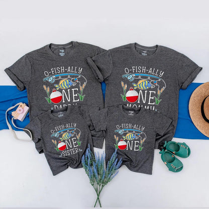 O-Fish-Ally One First Birthday Shirt, Matching Family Fishing Outfits, Baby Boy or Girl 1st Birthday Tee