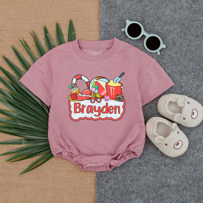 Custom Name Baby Boy Beach Romper, Personalized Summer Outfit for Boys, Custom Bubble Romper, Beach Baby Clothes
