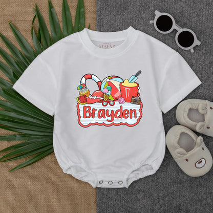 Custom Name Baby Boy Beach Romper, Personalized Summer Outfit for Boys, Custom Bubble Romper, Beach Baby Clothes