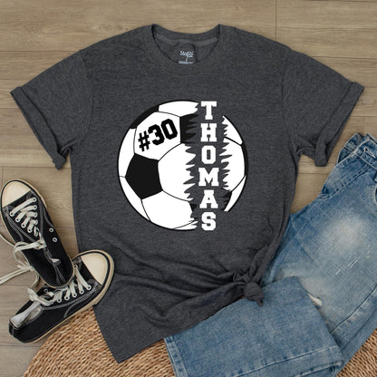 Custom Soccer Shirt with Name & Number for Soccer Moms & Players, Personalized Gift Tee, Sport Fan Apparel, Comfortable Cotton