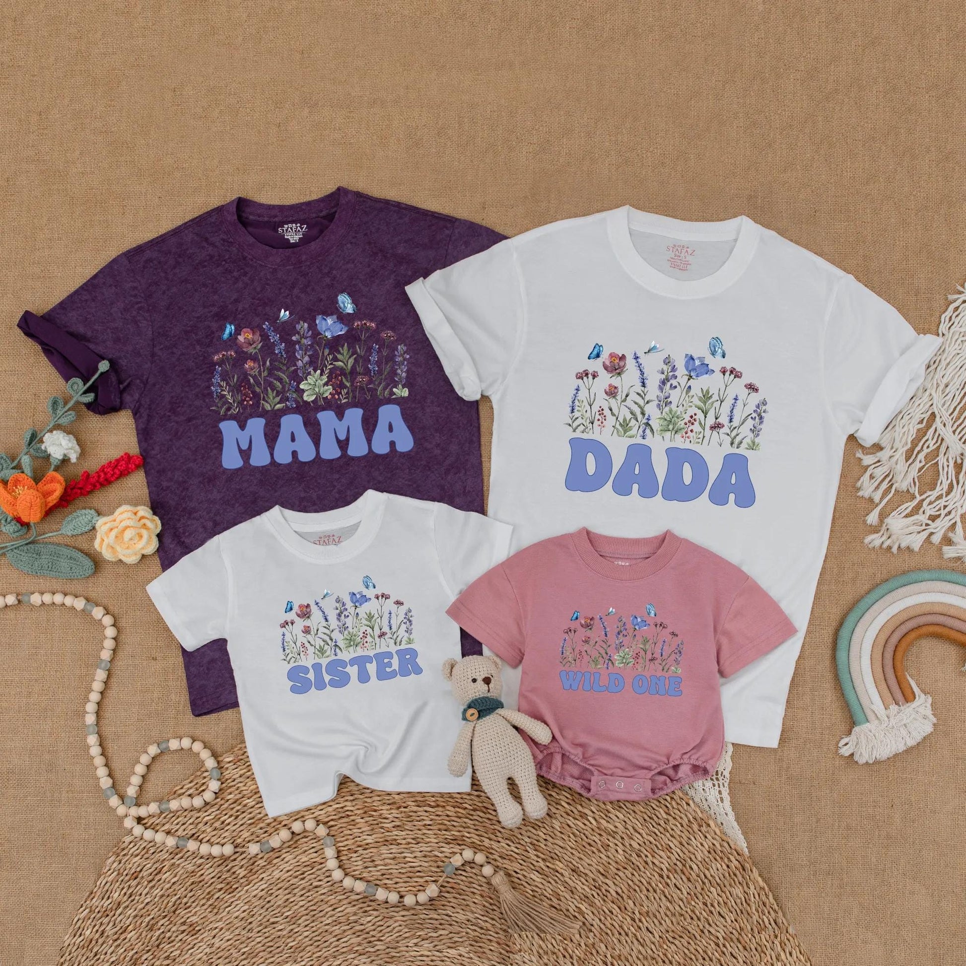 Matching Wildflower Birthday Family Shirts: Boho Girl Party Outfit, Mommy and Me, Daddy Daughter, Wild One First Birthday