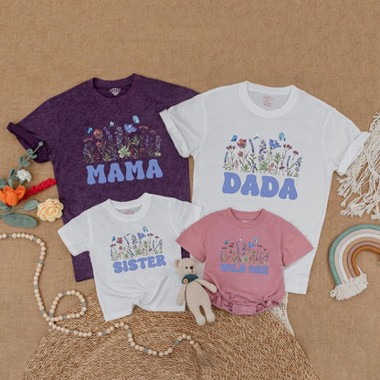 Matching Wildflower Birthday Family Shirts: Boho Girl Party Outfit, Mommy and Me, Daddy Daughter, Wild One First Birthday
