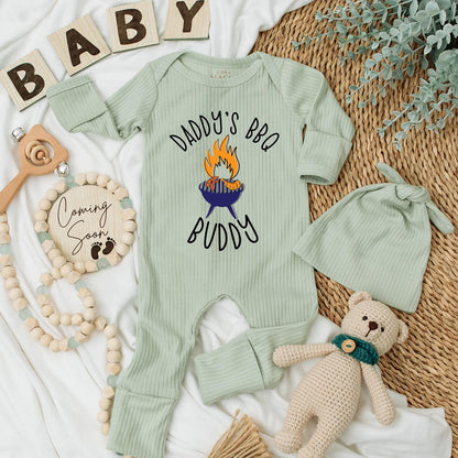 Dad's BBQ Buddy Newborn Baby Bodysuit, Cute Grilling Outfit for Dad & Baby, Funny Baby Shower Gift, Daddy's Little Buddy BBQ Baby Clothes