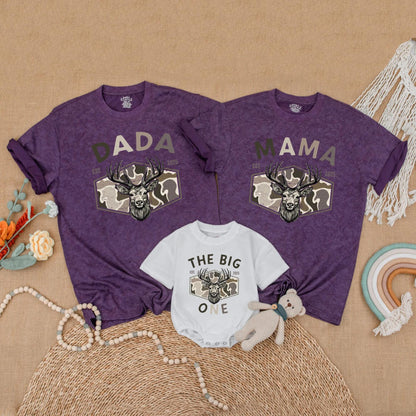 Matching Family Hunting Birthday Shirts: Dada, Mama, & The Big One! Deer Head Camo 1st Birthday Boy Gift, Rustic Style