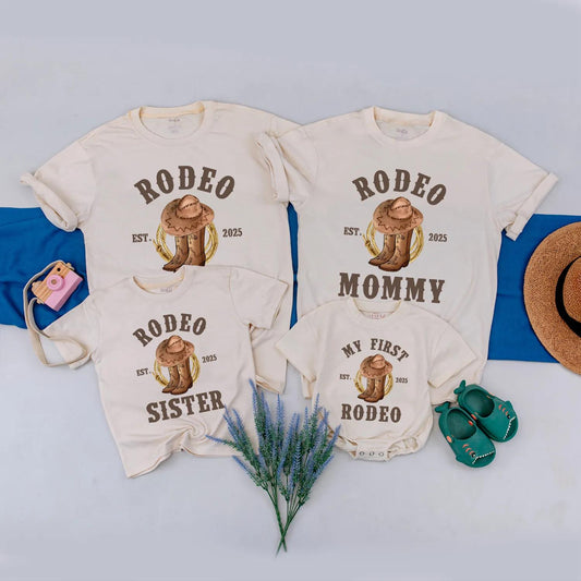 My First Rodeo Birthday Matching Family Shirts: Cowboy 1st Birthday Outfit, Western Baby Boy Tee, Rodeo Party Clothes