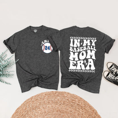 Baseball Mom and Sister Matching Shirts: Retro Game Day Outfit with Custom Player Number, In My Baseball Era Tee, Personalized Family Sports Fan Gift