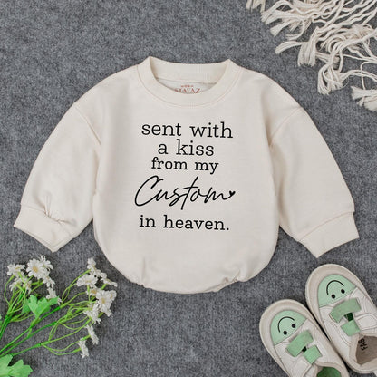 Custom Sent With A Kiss From My Grandpa In Heaven Romper Newborn Baby Bodysuit Shower Gift