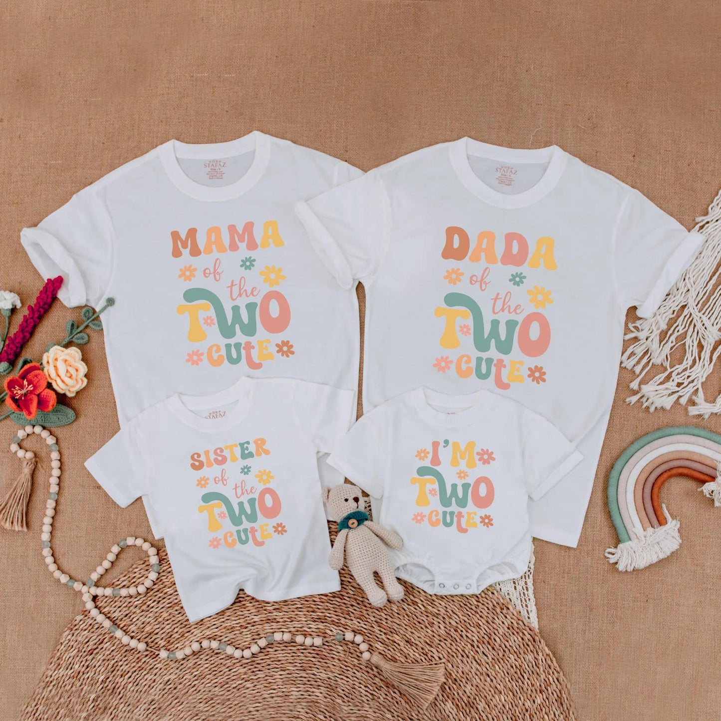 Retro Groovy Birthday Girl Shirt & Matching Family Outfits 2nd Toddler Birthday Party Gift