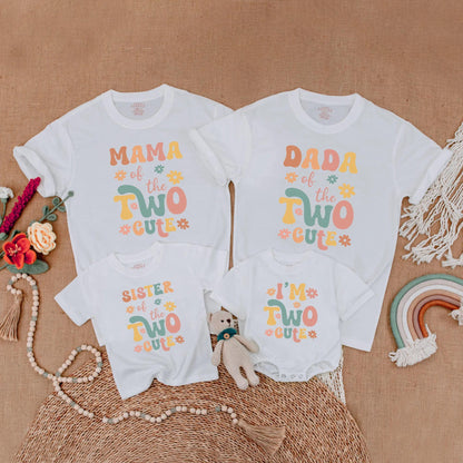 Retro Groovy Birthday Girl Shirt & Matching Family Outfits 2nd Toddler Birthday Party Gift