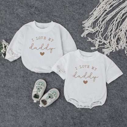 I Love My Daddy Baby Boy Sweatshirt Bubble Romper First Father's Day Outfit Newborn Bodysuit New Dad Gift Comfortable