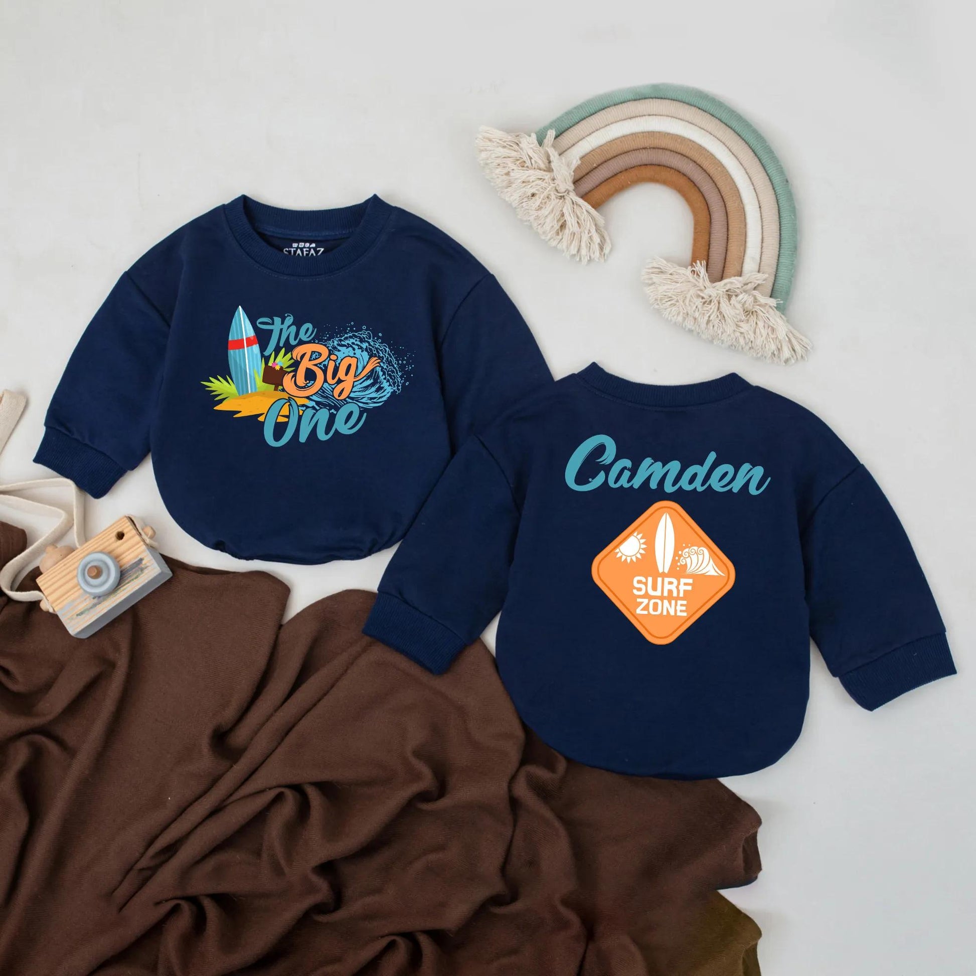 Custom Surf Baby Romper Personalized Name Summer Beach Outfit First Birthday Baby Shower Gift Toddler