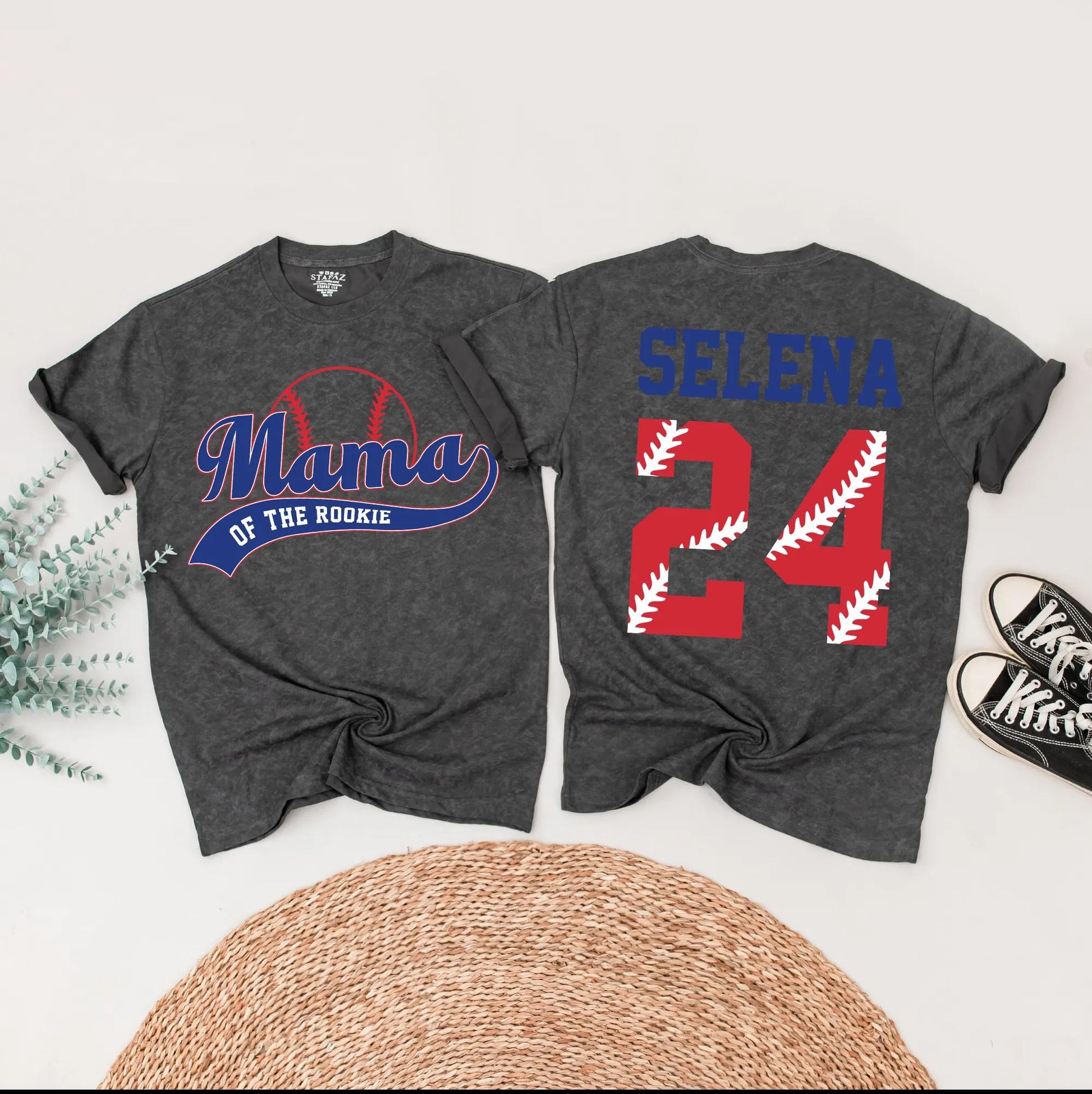 Custom Mama of the Rookie Baseball Birthday Shirt First Birthday Outfit Red White Blue Name Number
