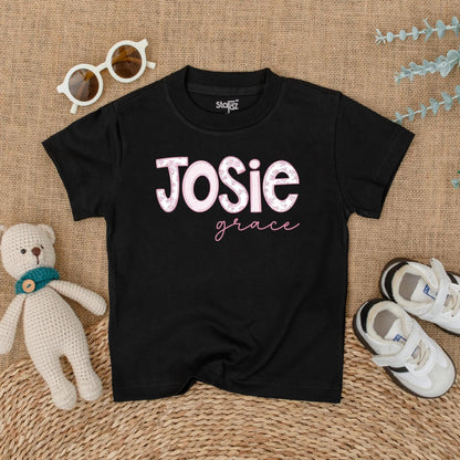 Personalized Pink Floral Baby Girl Romper Wildflower Name Bodysuit Short Sleeve Bubble Outfit Coming Home Newborn Shower Gift