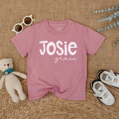 Personalized Pink Floral Baby Girl Romper Wildflower Name Bodysuit Short Sleeve Bubble Outfit Coming Home Newborn Shower Gift