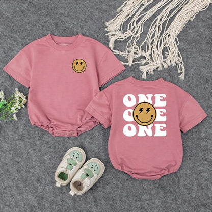 One Happy Dude 1st Birthday Romper, Smiley Face Lightning Bolt Outfit, Cool Baby Bodysuit, Modern Playful Newborn Clothes Shower Gift, Family Photos (139 chars)