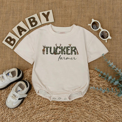 Custom Mallard Duck Camo Baby Romper Personalized 1st Birthday Outfit for Baby Boys Hunting Lover Gift