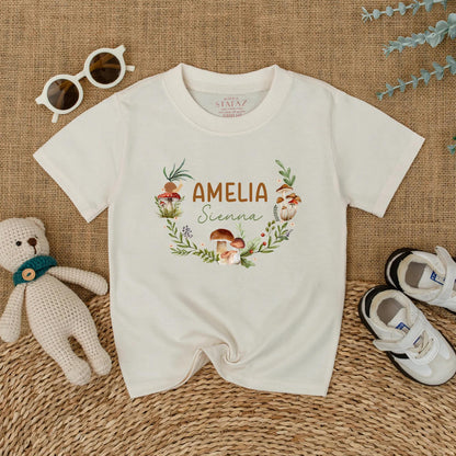 Custom Mushroom Baby Romper Personalized Woodland Forest Name Bodysuit Nature Baby Outfit Cute Gift