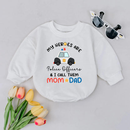 Police Officer Baby Bubble Romper My Heroes Are Police Officers Soft Cotton Bodysuit Toddler Hero Outfit New Baby Gift Idea Police Family