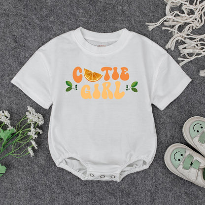 Cute Cutie Girl Baby Romper Orange Yellow Fruit Slice Retro Natural Design Toddler Outfit Gift for Newborn Daughter