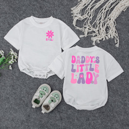 Personalized Daddy's Little Lady Baby Bubble Romper Cute Fathers Day Together Outfit for Infant Girls Daddy's Girl
