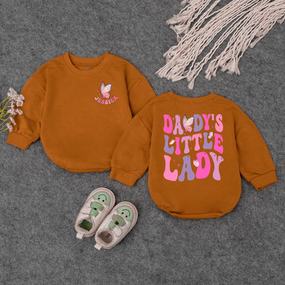 Personalized Daddy's Little Lady Romper Butterfly & Star Design Pink Purple Baby Girl Gift for Father's Day Shower